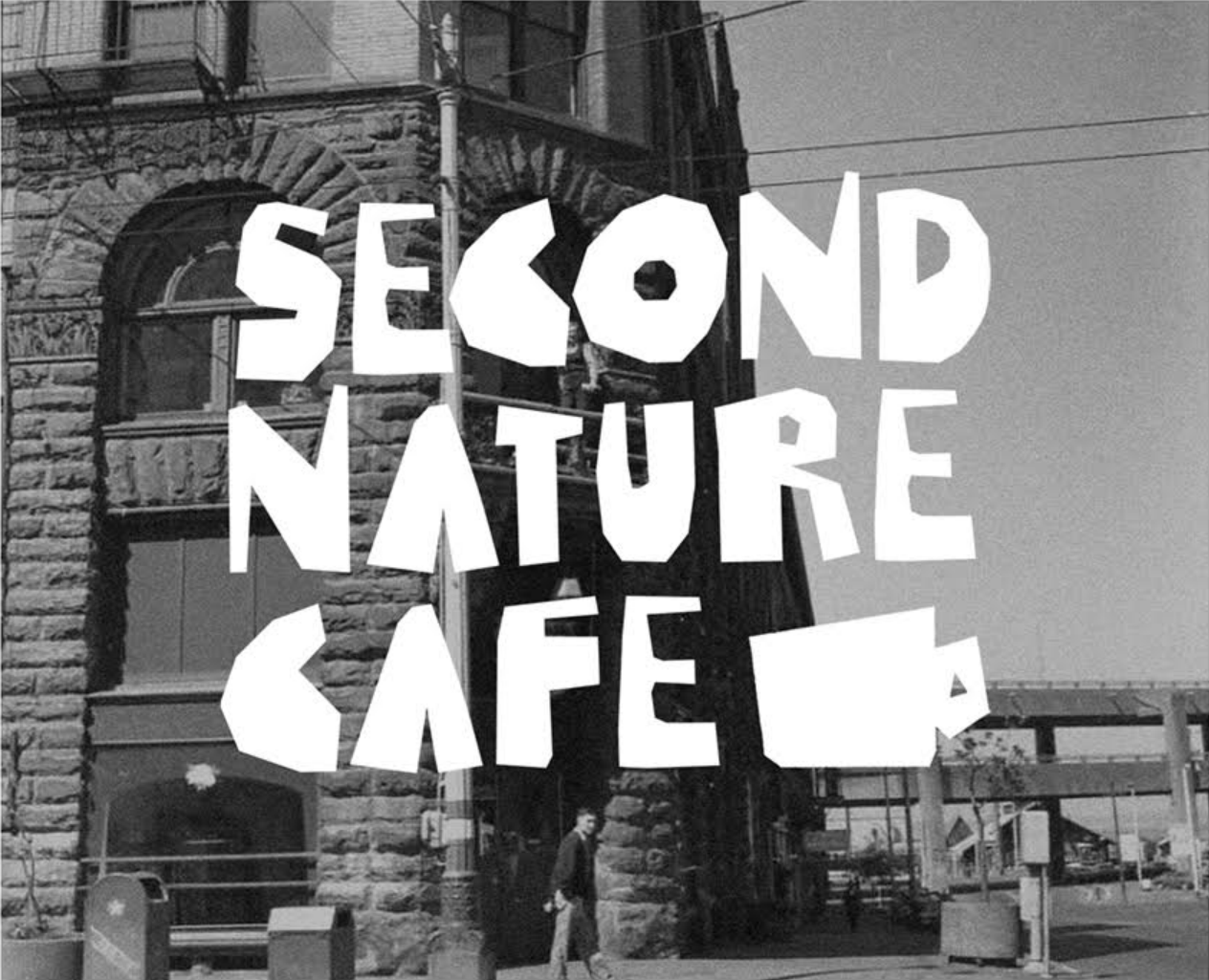 Black and white Second Nature Cafe artwork